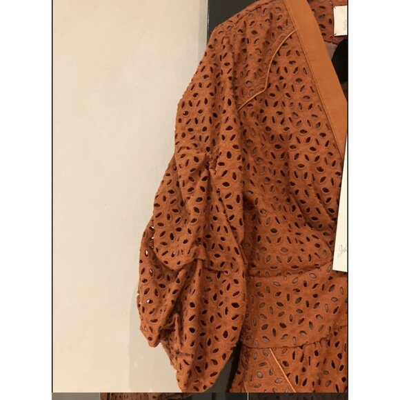 JOHANNA ORTIZ Magical Discipline Burnt Orange Eyelet Cotton Dress Size US 2 - Picture 7 of 12